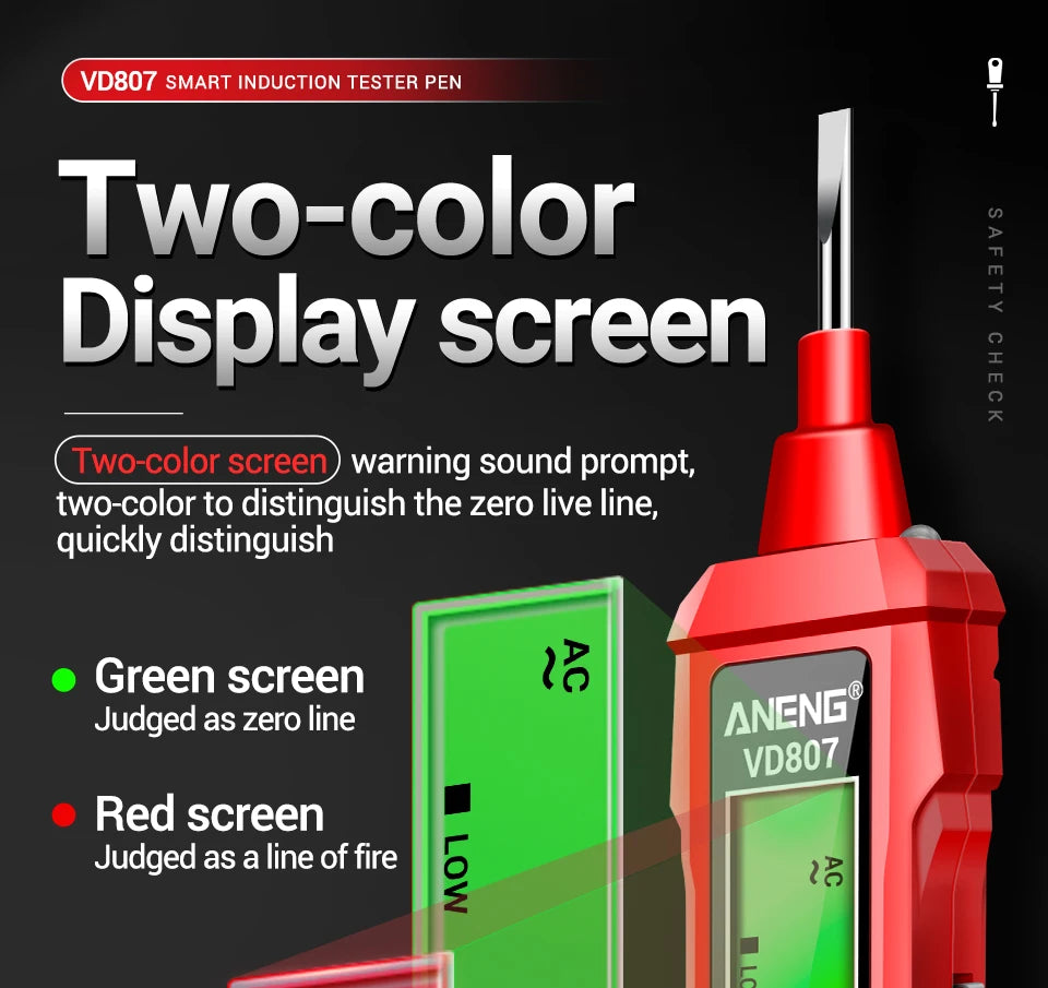 ANENG VD807 One-word Induction Tester Portable 50/60Hz Smart Electric Pen NCV Sensor AC 12-300V Non-contact Wire Detector Tools