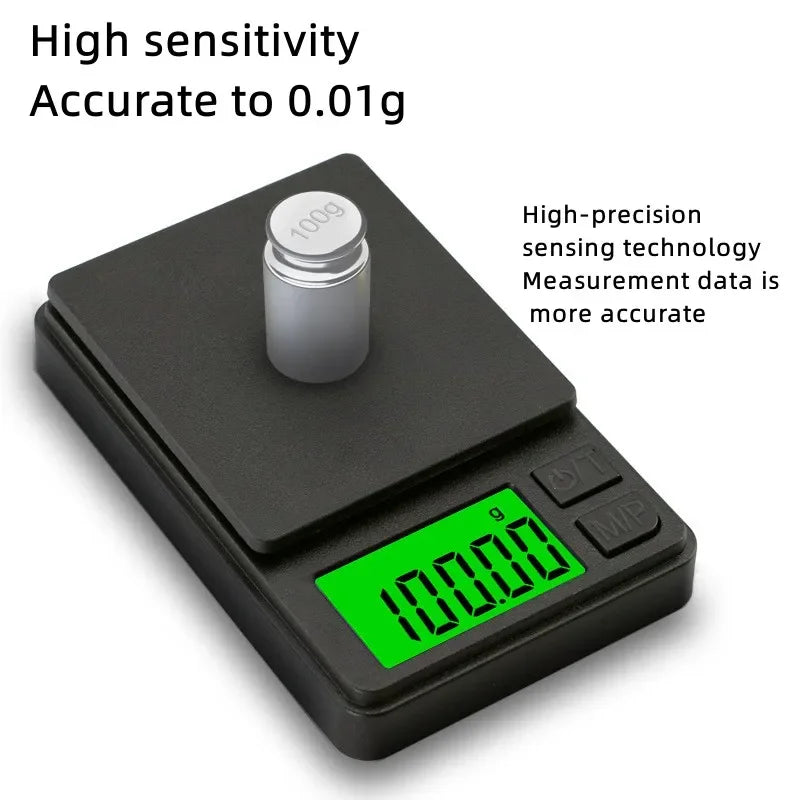 Mini high-precision LCD digital pocket scale 1kg/0.1g 500g/0.01g jewelry scale food scale kitchen mini gram scale with backlight