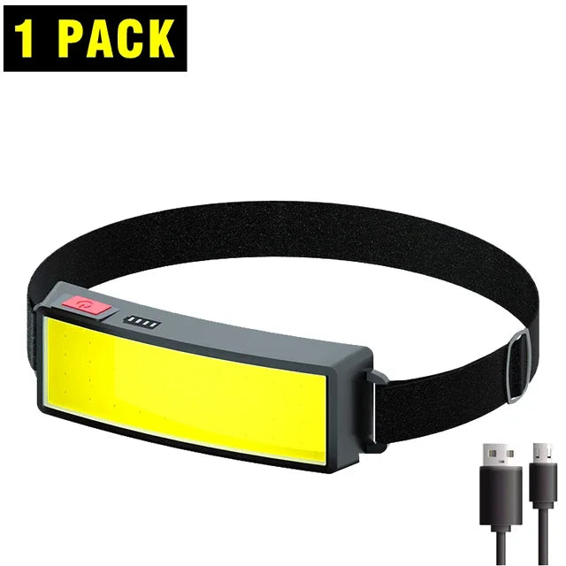 COB 180° Floodlight LED Headlamp FlashlightFlashlight 3 Modes Built-in USB Rechargeable Battery Head Lamp Hiking Camping Lamp