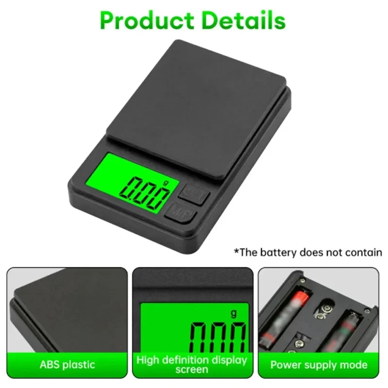 Mini high-precision LCD digital pocket scale 1kg/0.1g 500g/0.01g jewelry scale food scale kitchen mini gram scale with backlight
