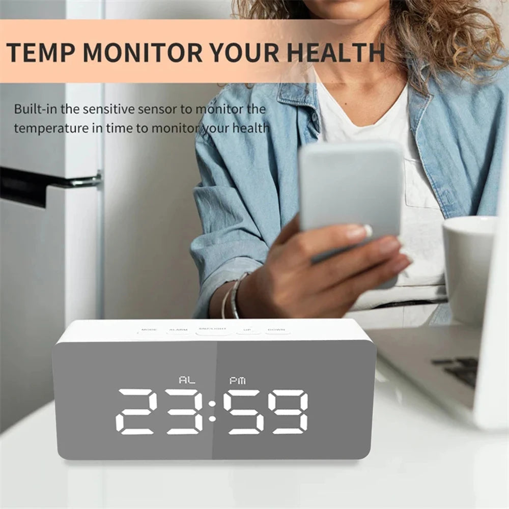 1080P HD Wifi Clock Tempeture Monitoring Camera Home Security Nanny Camera Motion Detection Alarm Clock USB Cable Power Supply