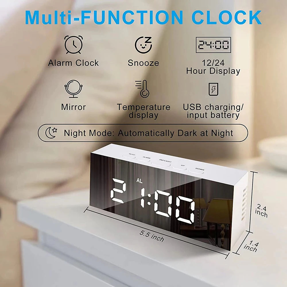 1080P HD Wifi Clock Tempeture Monitoring Camera Home Security Nanny Camera Motion Detection Alarm Clock USB Cable Power Supply