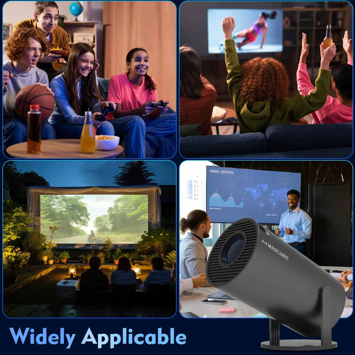 Magcubic Projector Android11 4K 1280*720P HY300 Pro Dual Wifi 290ANSI 180 Flexible BT5.0 Cinema Outdoor Portable Projetor
