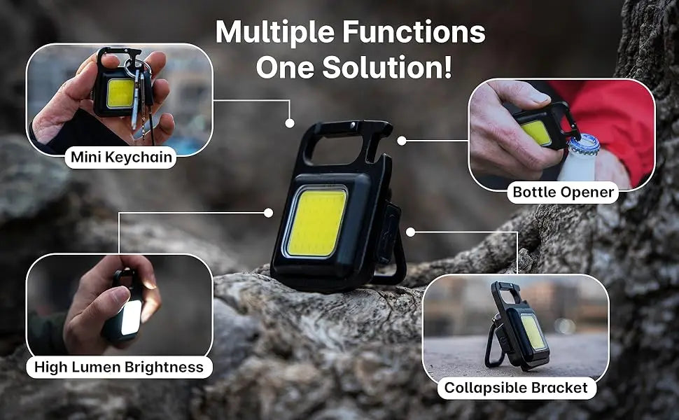 Portable Keychain Light Mini Multifunctional Camping Flashlight USB Rechargeable Work LED Bright COB Pocket Clip Lantern 1-10Pcs