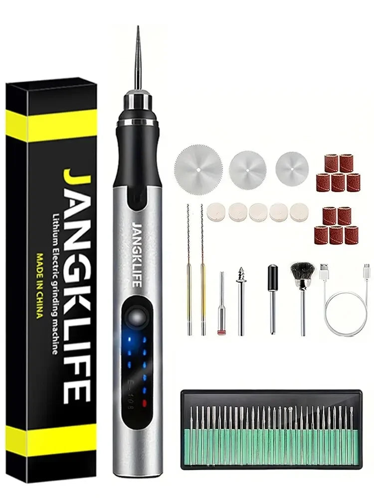 JANGKLIFE USB Cordless Rotary Tool Kit Woodworking Engraving Pen DIY For Jewelry Metal Glass Mini Wireless Drill