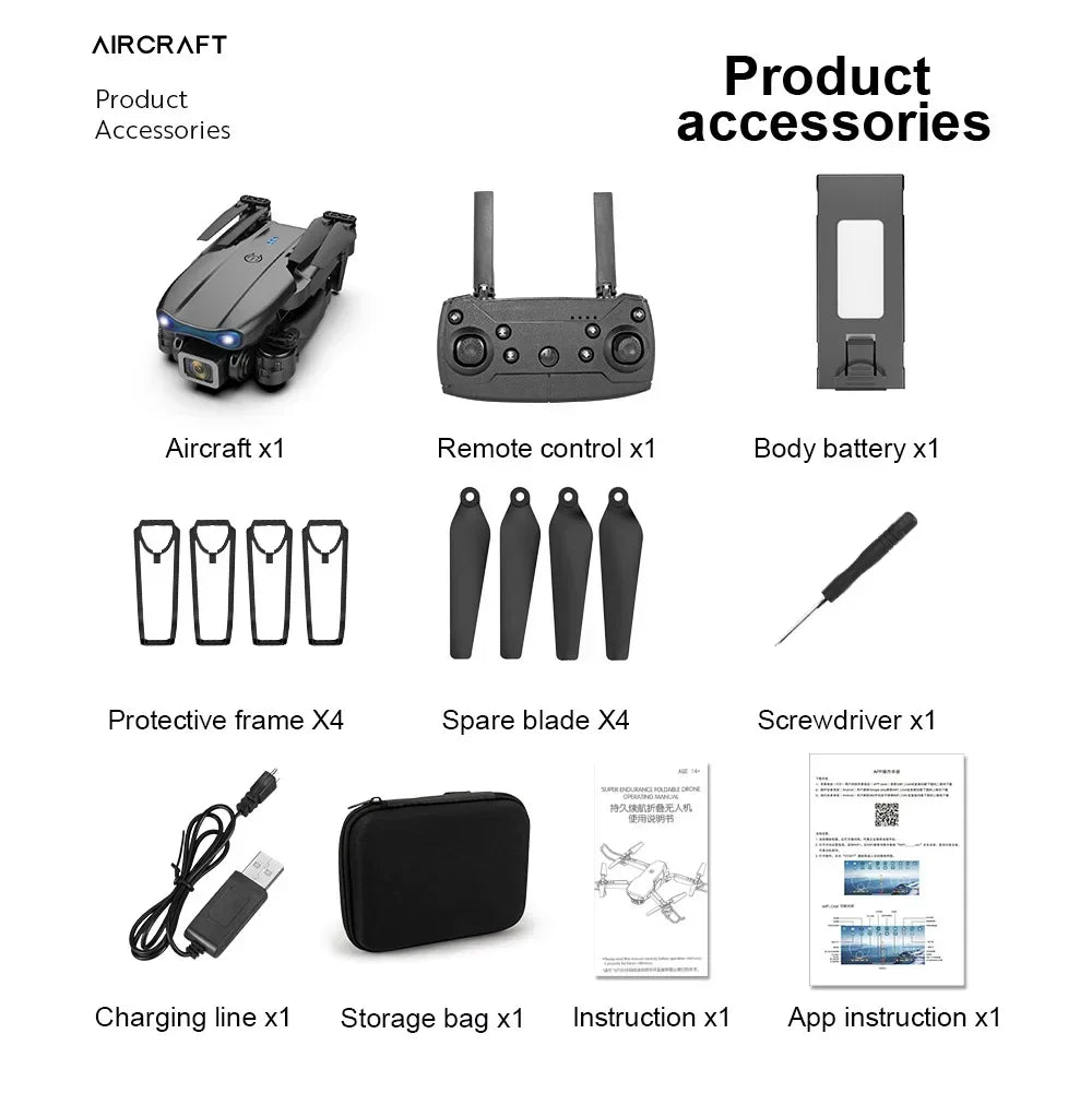 Foldable E99 K3 Pro HD 4K Drone With Dual Camera WIFI Aerial Photography RC Quadcopter High Hold Mode Helicopter Toy Gift