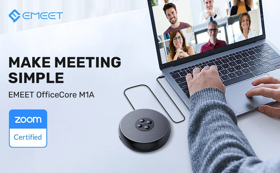 EMEET USB Wired Speakerphone Conference Speaker With 2 Mics 360° Voice Pickup Meeting Microphone Zoom Certified for Office/Home