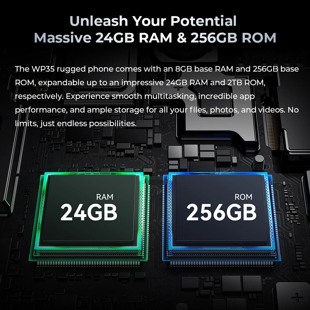 Oukitel WP35 Rugged Phone - MTK 7025, 5G, 11000mAh, 6.6" FHD+, 24GB + 256GB, 108MP, NFC Android 15 Smartphone