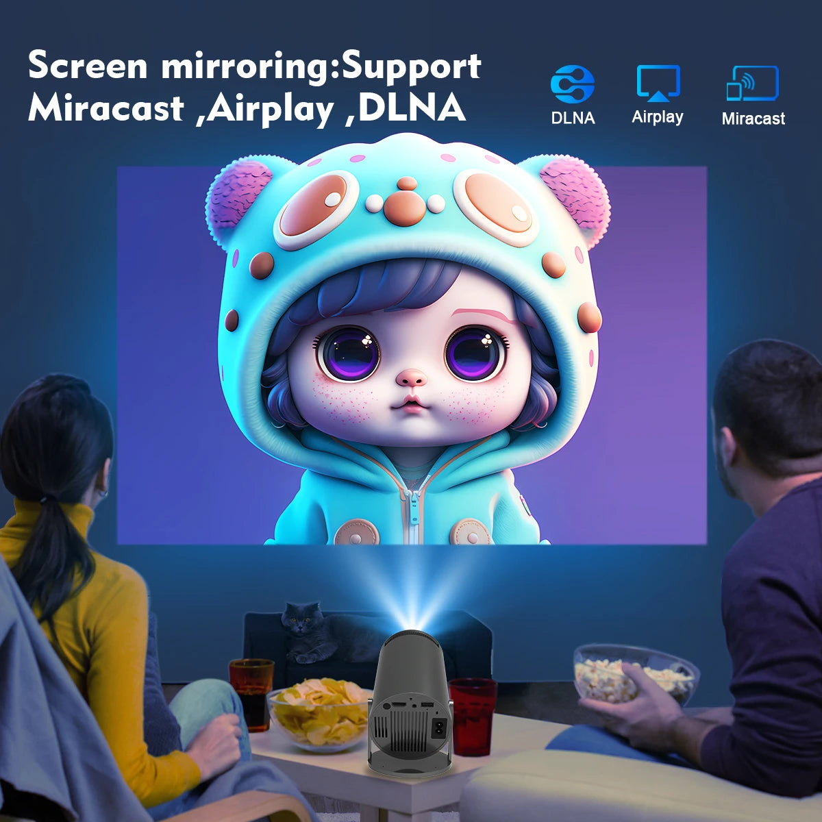 Magcubic Projector Android11 4K 1280*720P HY300 Pro Dual Wifi 290ANSI 180 Flexible BT5.0 Cinema Outdoor Portable Projetor