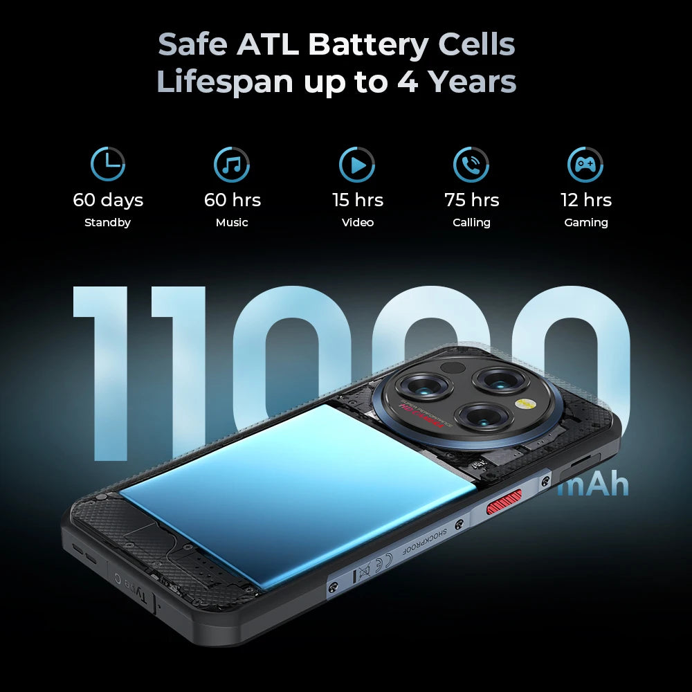 Oukitel WP35 Rugged Phone - MTK 7025, 5G, 11000mAh, 6.6" FHD+, 24GB + 256GB, 108MP, NFC Android 15 Smartphone