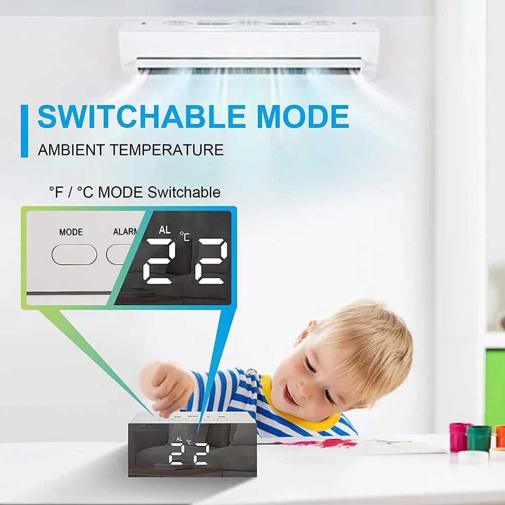 1080P HD Wifi Clock Tempeture Monitoring Camera Home Security Nanny Camera Motion Detection Alarm Clock USB Cable Power Supply