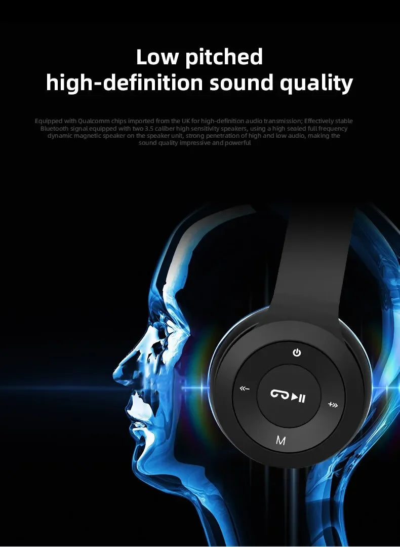 Stereo Headset Bluetooth Folding Series Wireless Sports Game Headset Wireless Headphones Foldable HIFI Headset Earphone with Mic