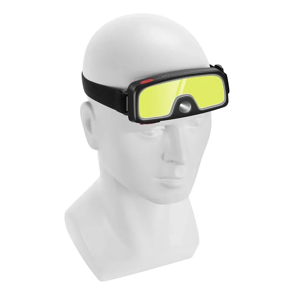 COB 180° Floodlight LED Headlamp FlashlightFlashlight 3 Modes Built-in USB Rechargeable Battery Head Lamp Hiking Camping Lamp