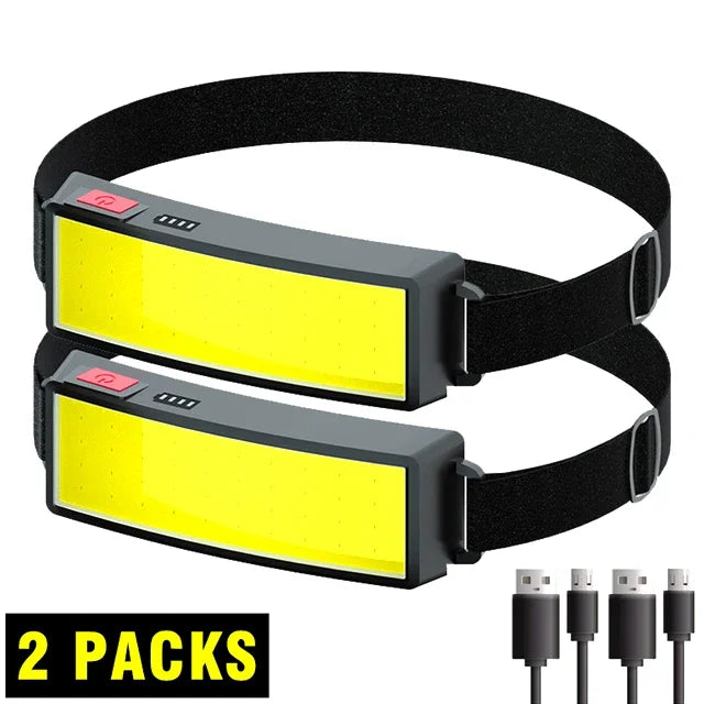 COB 180° Floodlight LED Headlamp FlashlightFlashlight 3 Modes Built-in USB Rechargeable Battery Head Lamp Hiking Camping Lamp