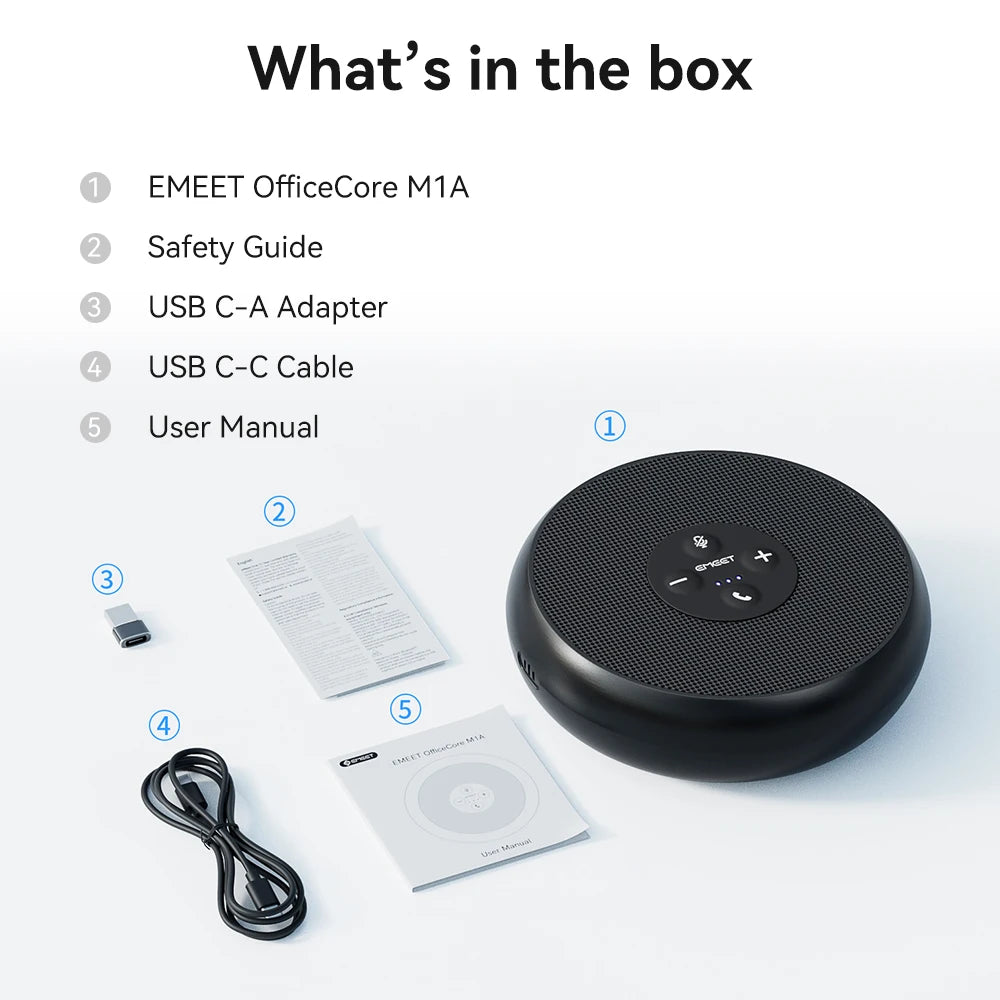 EMEET USB Wired Speakerphone Conference Speaker With 2 Mics 360° Voice Pickup Meeting Microphone Zoom Certified for Office/Home