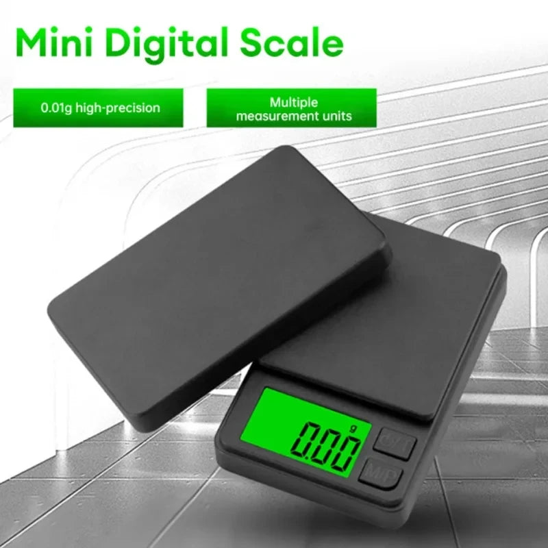 Mini high-precision LCD digital pocket scale 1kg/0.1g 500g/0.01g jewelry scale food scale kitchen mini gram scale with backlight