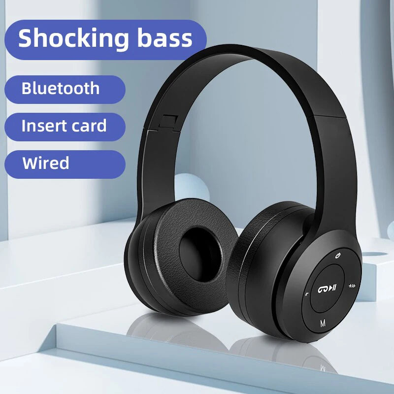 Stereo Headset Bluetooth Folding Series Wireless Sports Game Headset Wireless Headphones Foldable HIFI Headset Earphone with Mic