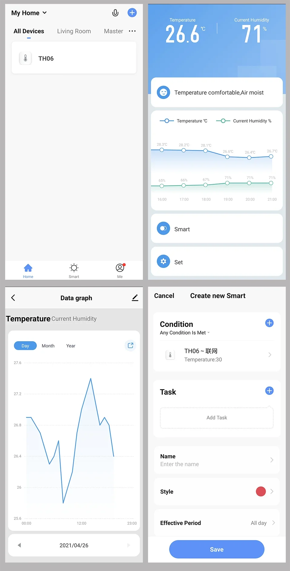 Tuya WiFi Zigbee Temperature Humidity Sensor Smart Home Indoor Hygrometer APP Monitoring Work with Google Home SmartLife Alexa