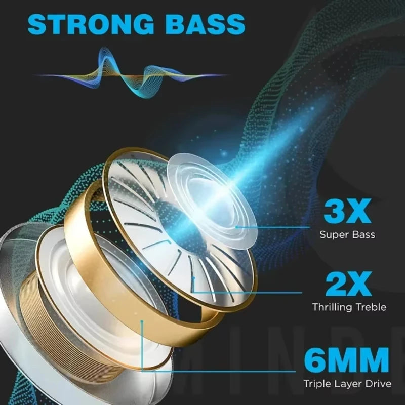 Bluetooth Headphones 9D Stereo High Bass Sport Earphones Handfree Touch Control Tws Wireless Earbuds Waterproof Headset