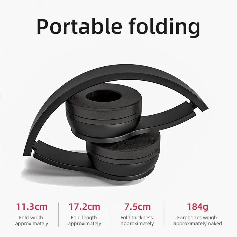 Stereo Headset Bluetooth Folding Series Wireless Sports Game Headset Wireless Headphones Foldable HIFI Headset Earphone with Mic