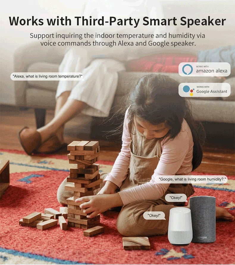 Tuya WiFi Zigbee Temperature Humidity Sensor Smart Home Indoor Hygrometer APP Monitoring Work with Google Home SmartLife Alexa