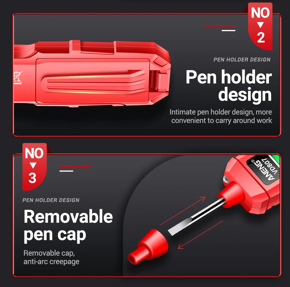 ANENG VD807 One-word Induction Tester Portable 50/60Hz Smart Electric Pen NCV Sensor AC 12-300V Non-contact Wire Detector Tools