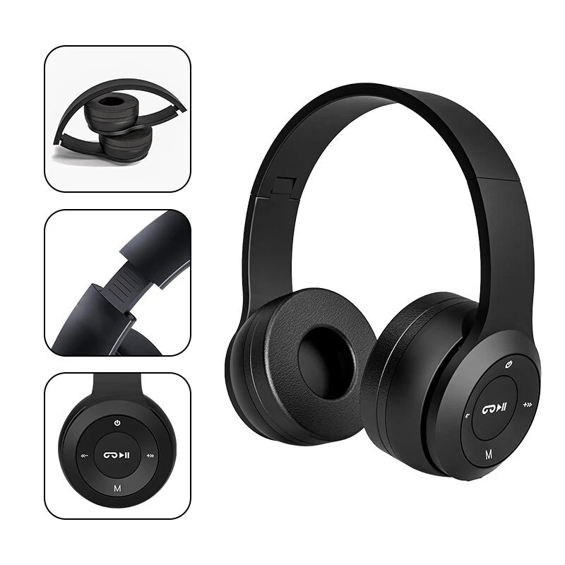 Stereo Headset Bluetooth Folding Series Wireless Sports Game Headset Wireless Headphones Foldable HIFI Headset Earphone with Mic