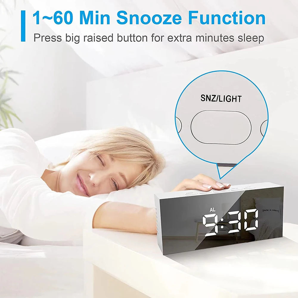 1080P HD Wifi Clock Tempeture Monitoring Camera Home Security Nanny Camera Motion Detection Alarm Clock USB Cable Power Supply