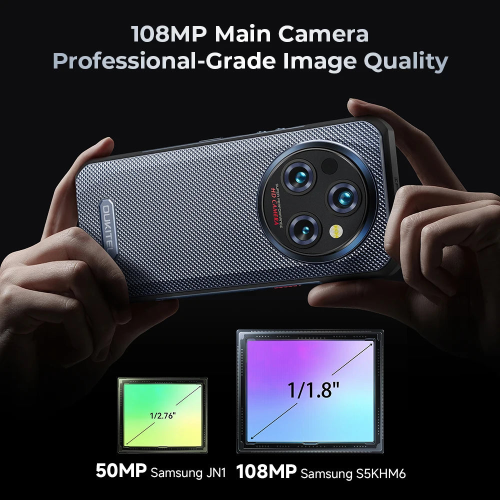 Oukitel WP35 Rugged Phone - MTK 7025, 5G, 11000mAh, 6.6" FHD+, 24GB + 256GB, 108MP, NFC Android 15 Smartphone