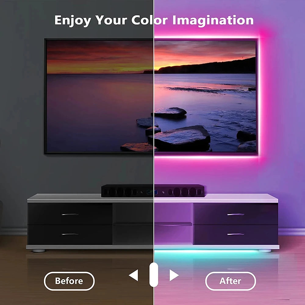 5V RGB 5050 LED Light Strip USB Infrared Remote Control Flexible Lamp Tape Ribbon Diode For Festival Party TV Desk Bedroom