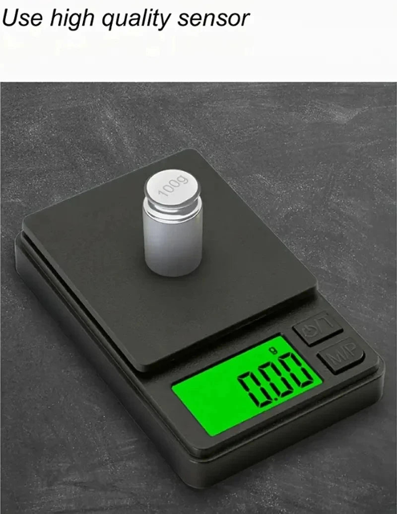 Mini high-precision LCD digital pocket scale 1kg/0.1g 500g/0.01g jewelry scale food scale kitchen mini gram scale with backlight