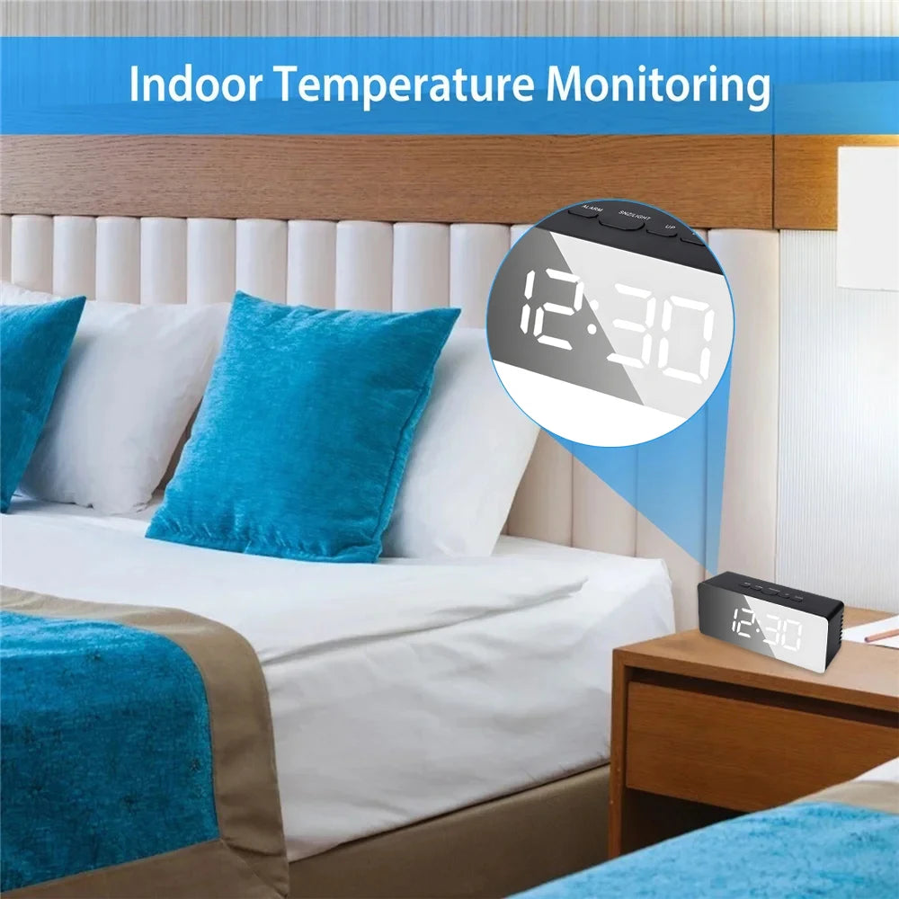 1080P HD Wifi Clock Tempeture Monitoring Camera Home Security Nanny Camera Motion Detection Alarm Clock USB Cable Power Supply