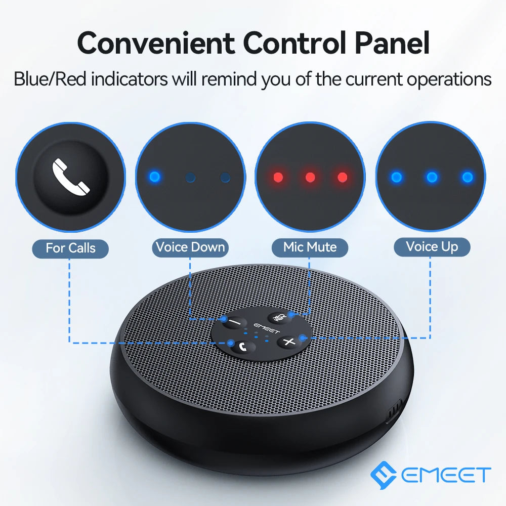 EMEET USB Wired Speakerphone Conference Speaker With 2 Mics 360° Voice Pickup Meeting Microphone Zoom Certified for Office/Home