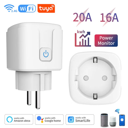TUYA Smart Plug WiFi/Zigbee Socket EU 16A/20A With Power Monitor Timing Function Voice Control Works With Alexa GoogleHome