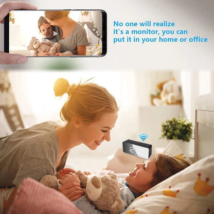 1080P HD Wifi Clock Tempeture Monitoring Camera Home Security Nanny Camera Motion Detection Alarm Clock USB Cable Power Supply