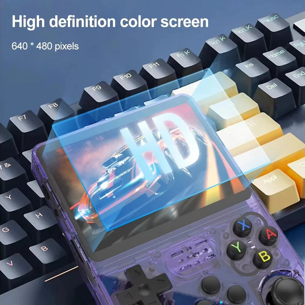 R36S Portable Handheld Game Controller with 3.5" HD Screen, Rechargeable Battery - Perfect Christmas Gift for Gamers