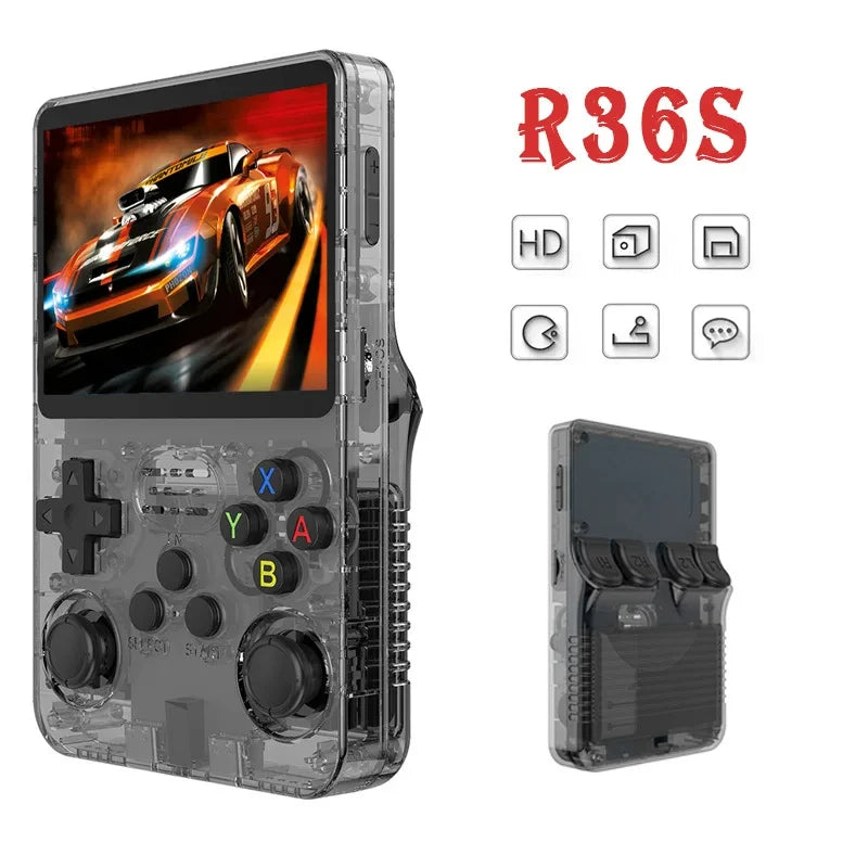 R36S Portable Handheld Game Controller with 3.5" HD Screen, Rechargeable Battery - Perfect Christmas Gift for Gamers
