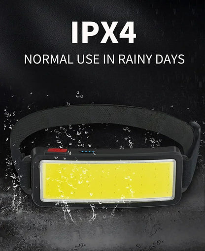 COB 180° Floodlight LED Headlamp FlashlightFlashlight 3 Modes Built-in USB Rechargeable Battery Head Lamp Hiking Camping Lamp