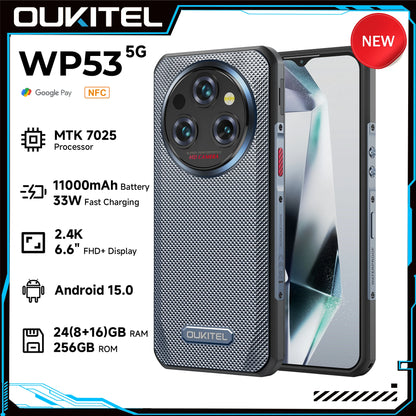 Oukitel WP35 Rugged Phone - MTK 7025, 5G, 11000mAh, 6.6" FHD+, 24GB + 256GB, 108MP, NFC Android 15 Smartphone
