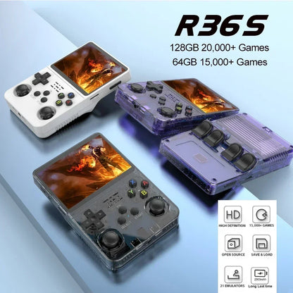ARK 128G Retro Handheld Game Console Linux System 3.5 Inch IPS Screen Portable Pocket Video Player 2 Joystick 64G Games Kid Gift