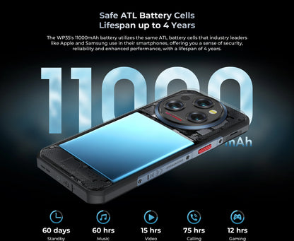 Oukitel WP35 Rugged Phone - MTK 7025, 5G, 11000mAh, 6.6" FHD+, 24GB + 256GB, 108MP, NFC Android 15 Smartphone