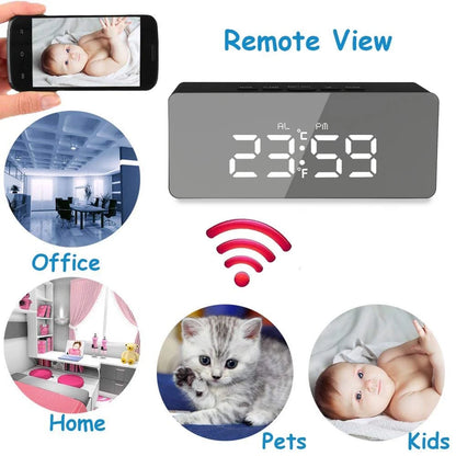 1080P HD Wifi Clock Tempeture Monitoring Camera Home Security Nanny Camera Motion Detection Alarm Clock USB Cable Power Supply
