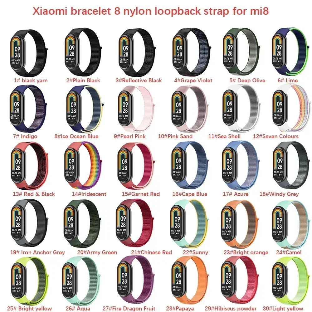 Nylon Loop for xiaomi Mi Band 9 8 Strap 8 NFC SmartWatch Wristband Correa Replacement sport pulsera for Miband 8 Bracelet Correa