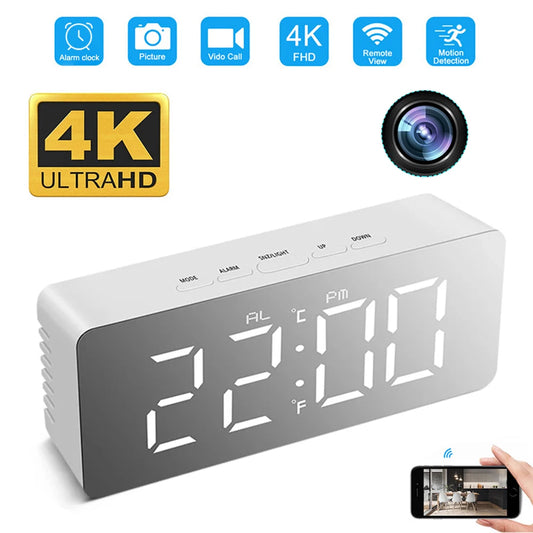 1080P HD Wifi Clock Tempeture Monitoring Camera Home Security Nanny Camera Motion Detection Alarm Clock USB Cable Power Supply