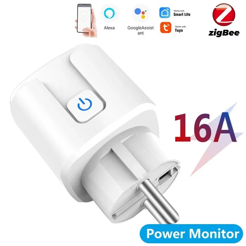 TUYA Smart Plug WiFi/Zigbee Socket EU 16A/20A With Power Monitor Timing Function Voice Control Works With Alexa GoogleHome