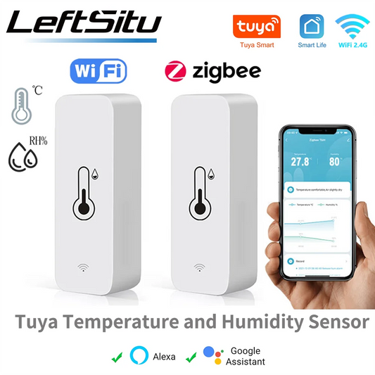 Tuya WiFi Zigbee Temperature Humidity Sensor Smart Home Indoor Hygrometer APP Monitoring Work with Google Home SmartLife Alexa