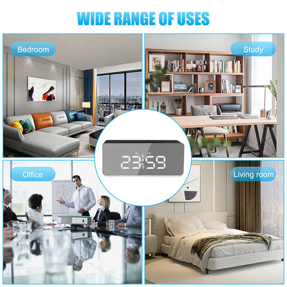 1080P HD Wifi Clock Tempeture Monitoring Camera Home Security Nanny Camera Motion Detection Alarm Clock USB Cable Power Supply