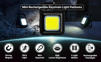 Portable Keychain Light Mini Multifunctional Camping Flashlight USB Rechargeable Work LED Bright COB Pocket Clip Lantern 1-10Pcs