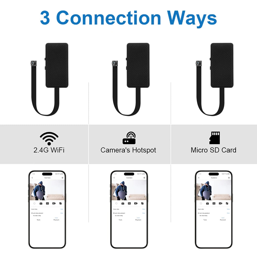 DIY HD 1080P WiFi Mini Camera Portable Video Recorder Micro Camcorder P2P Wireless Webcam Loop Recording Support Remote Viewing