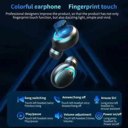 Bluetooth Headphones 9D Stereo High Bass Sport Earphones Handfree Touch Control Tws Wireless Earbuds Waterproof Headset